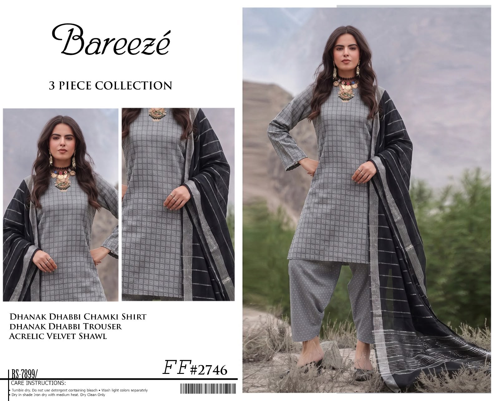 Bareeze Dhanak 3PC Suit D#2746 - DESIGN 01
