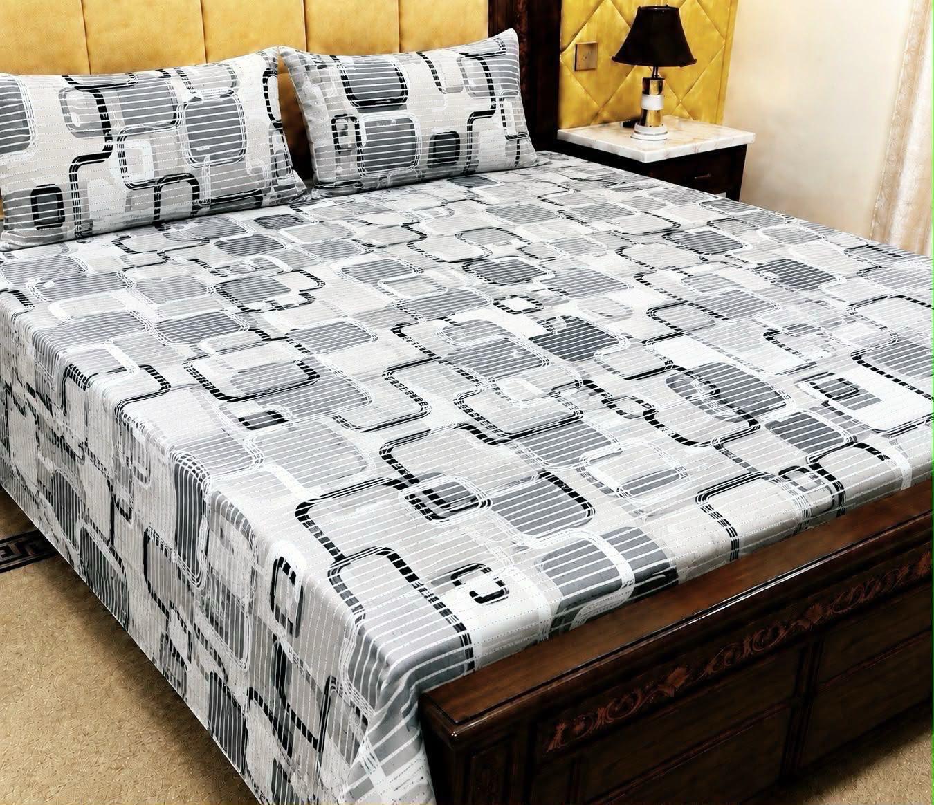 King Size BedSheet 3pc Pure Cotton - Export Quality - Design 6