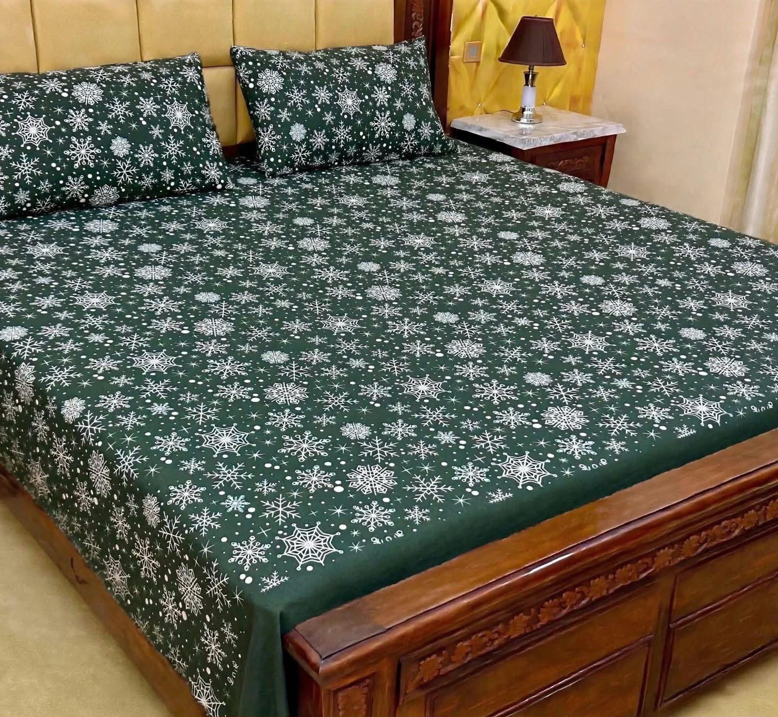 King Size BedSheet 3pc Pure Cotton - Export Quality - Design 18