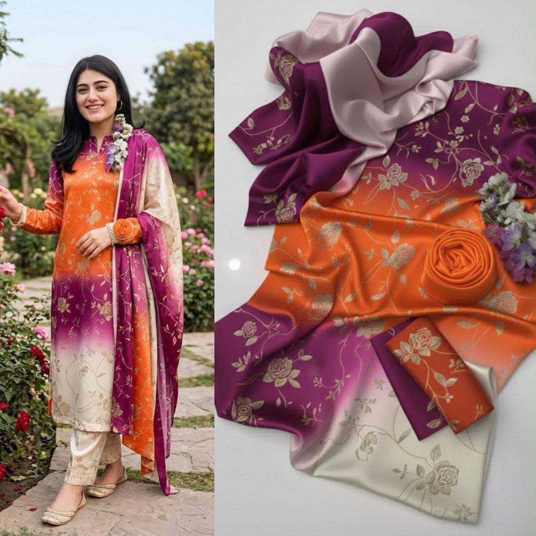 Shamooz Silk Digital Printed 3pc - Design 08