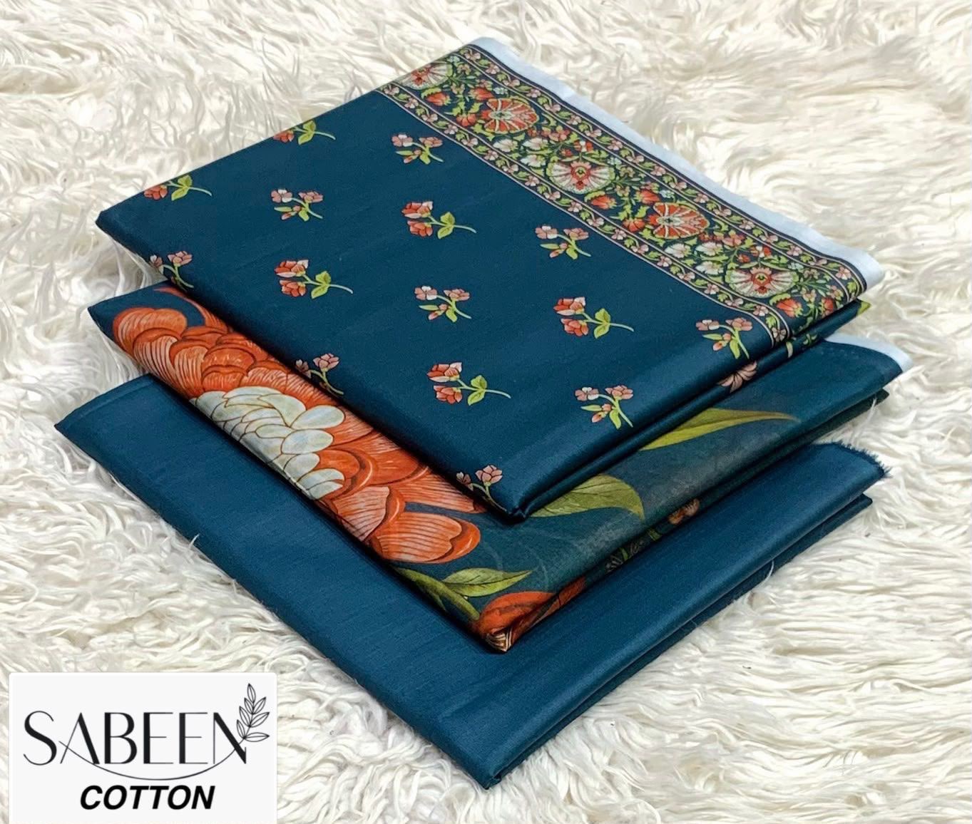 Sabeen Cotton Original 3pc - Teal Rust