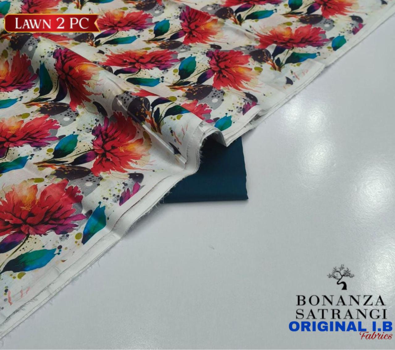 Bonanza 2pc Lawn Summer Collection - White Red Floral 2