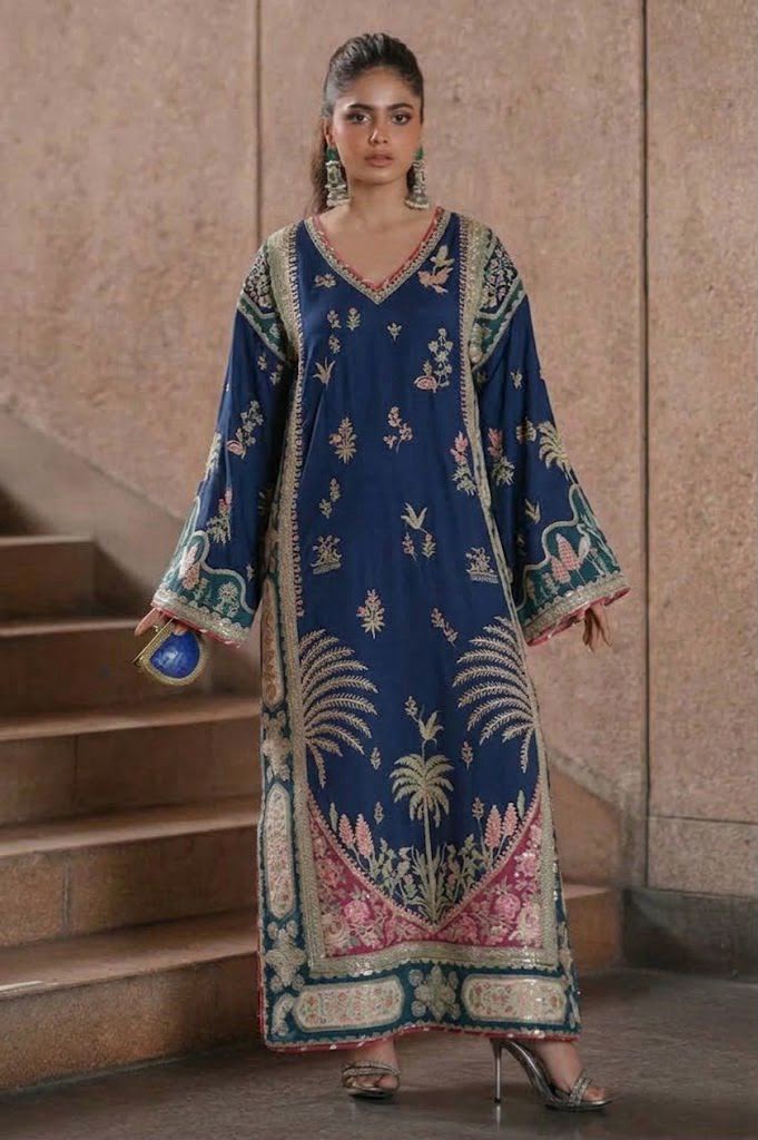 Ethnic Silk Embroidered Kaftan 2PC Suit - DESIGN 03