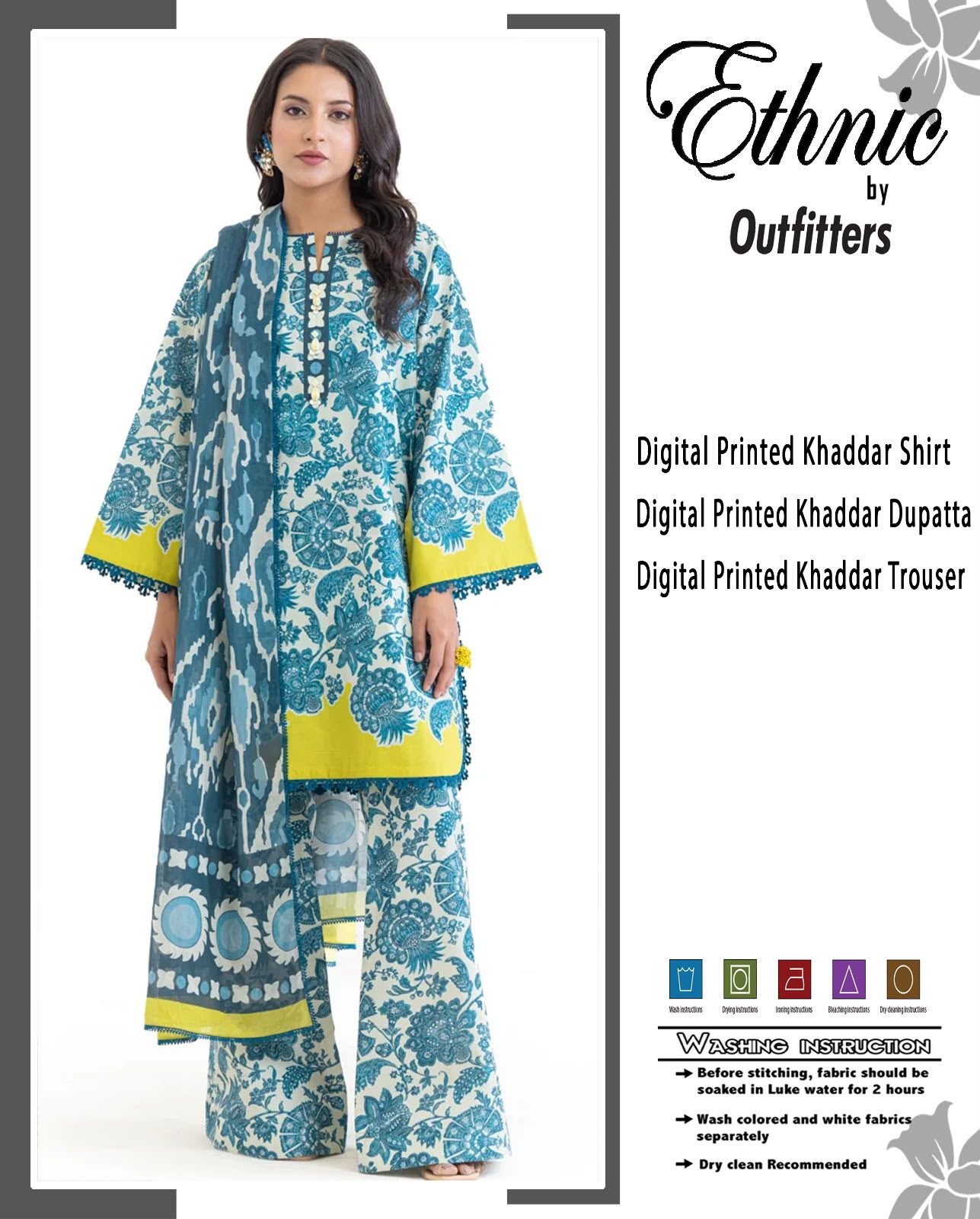 Ethnic Khaddar Printed 3PC Suit - DESIGN 10