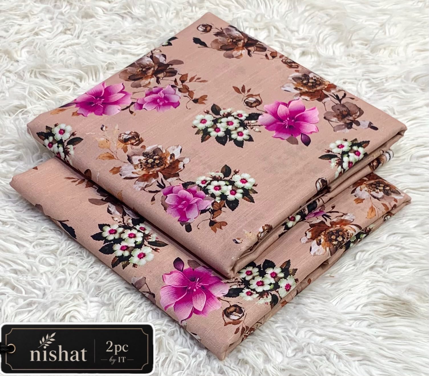 Nishat Allover Khaddar 2pc By It - Peach Pink