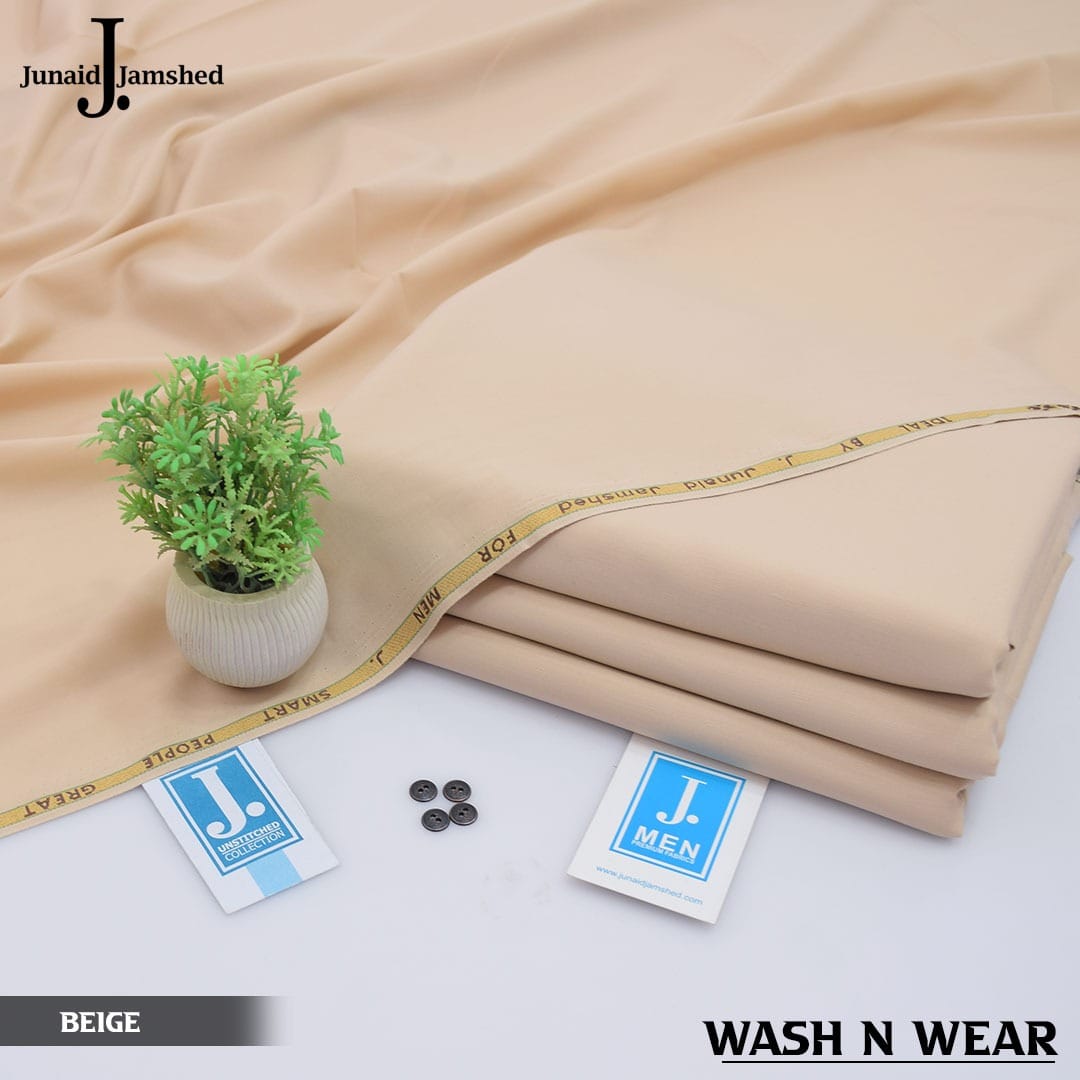 Junaid Jamshed Summer Wash N Wear Mens Unstitched - Skin