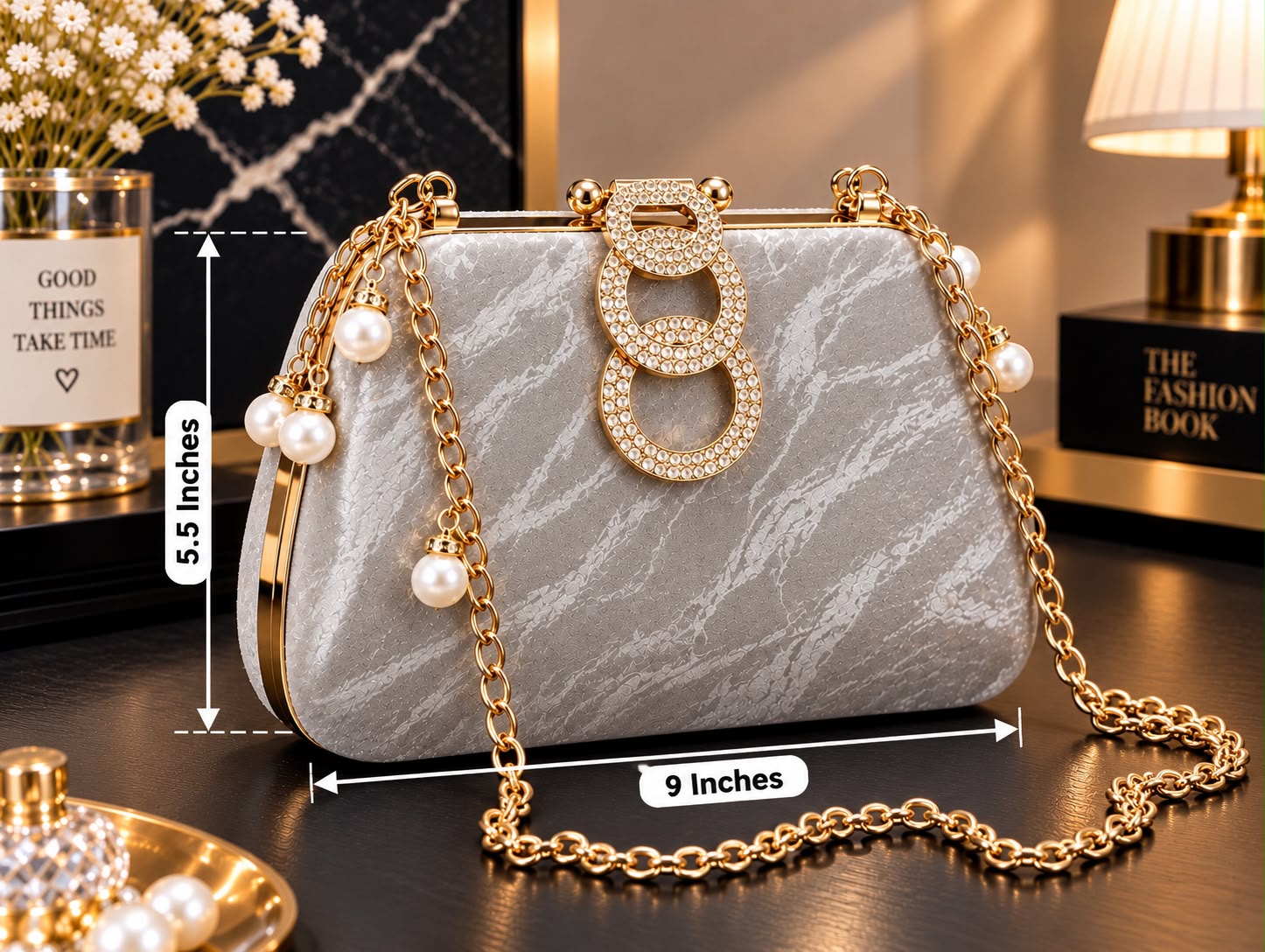 Metal Top Lock Hand Clutch for Girls - DESIGN 06