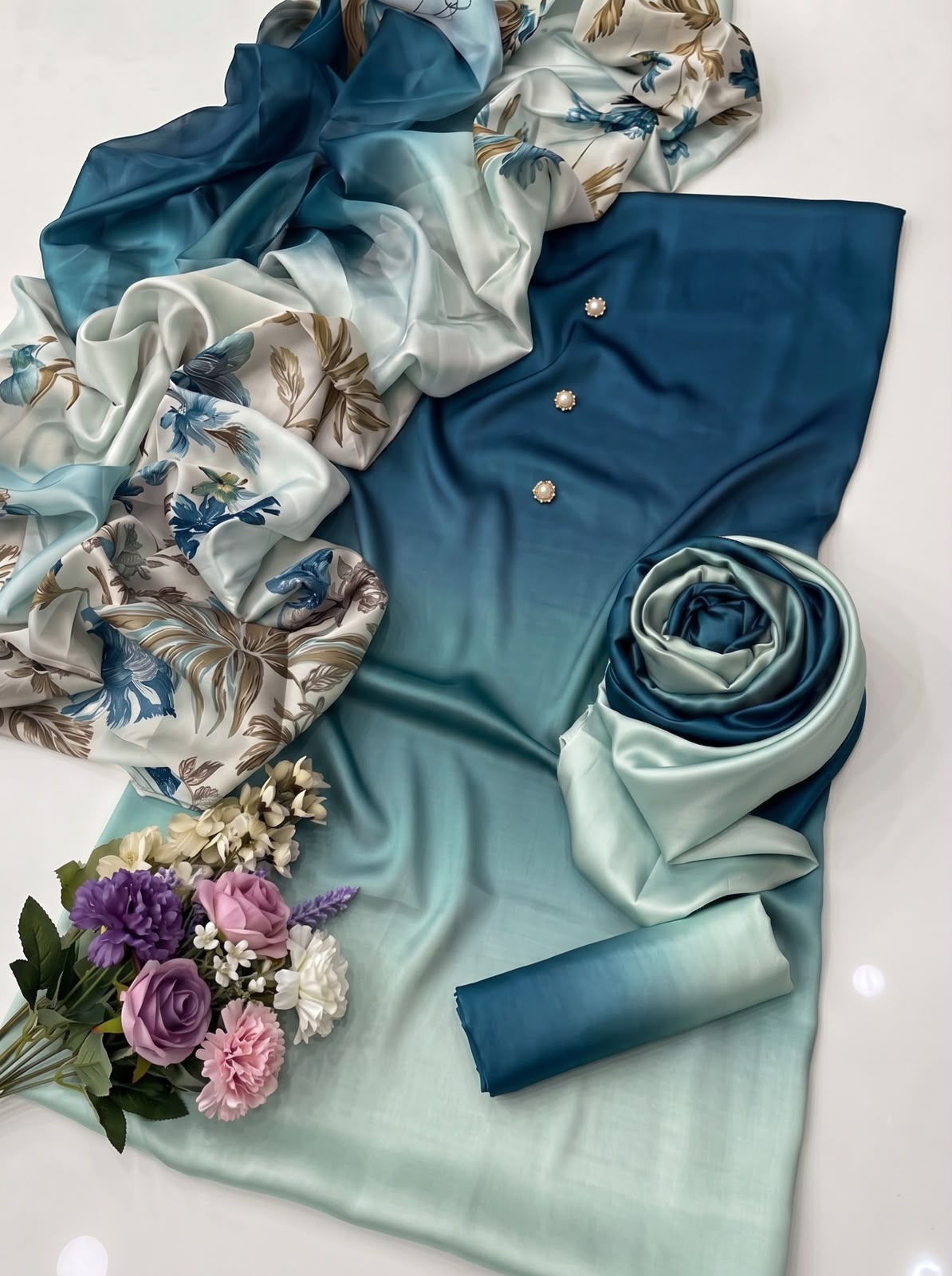 Digital Printed Shamoz Silk 3pc Suit - DESIGN 07