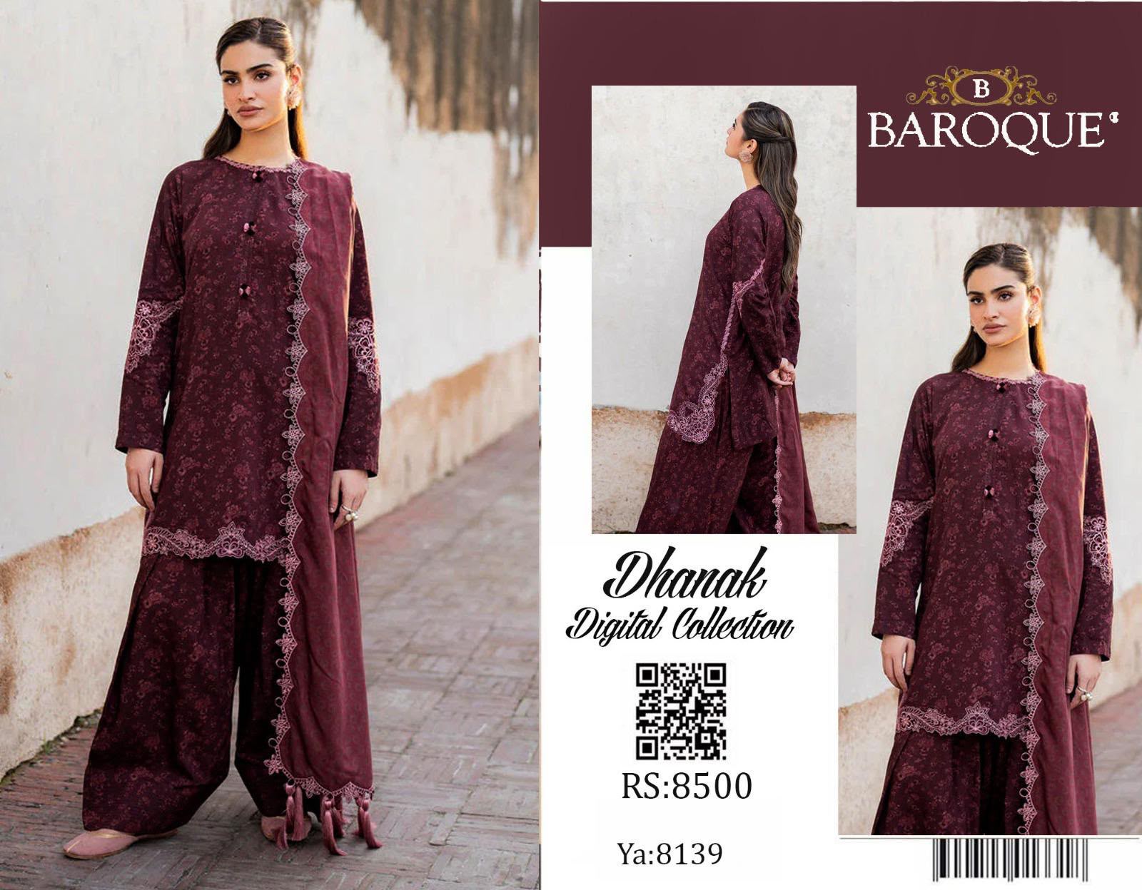 Mix Brand Dhanak Embroidered 3PC Suit - DESIGN 04