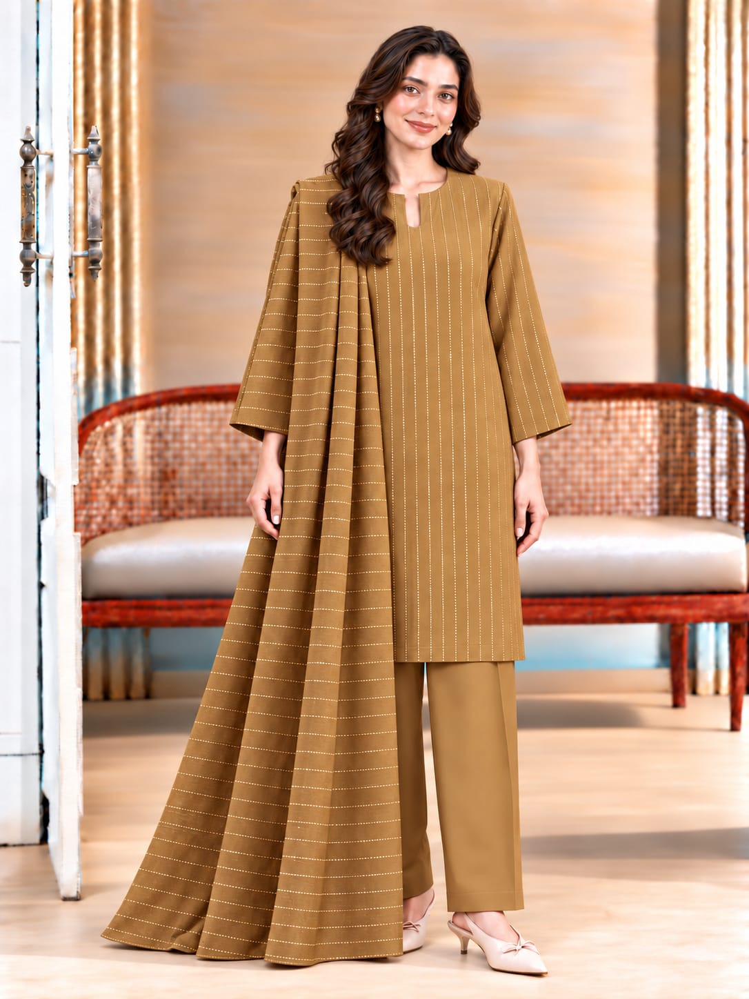 Bareeze Winter Dhanak Marina Velvet 3pc - DESIGN 01