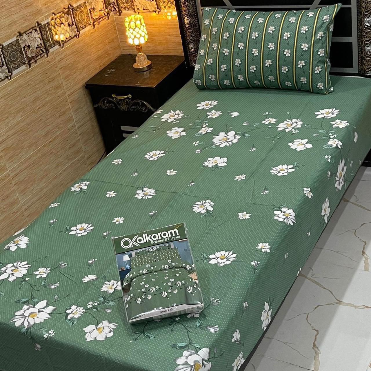 Alkaram 4pc Mix Cotton Single Bedsheet Pair - Design 03