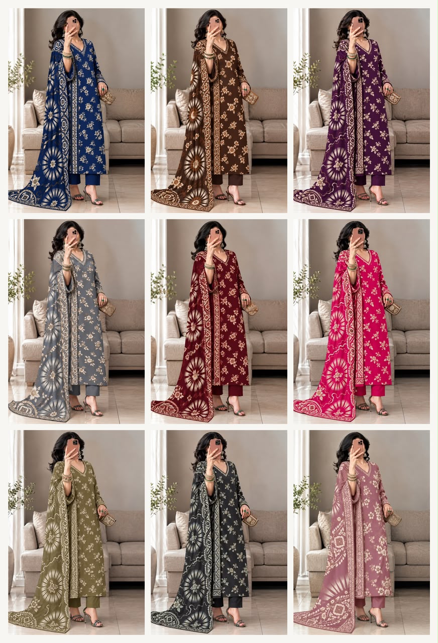 Dhanak Printed 3PC Suit - DESIGN 01