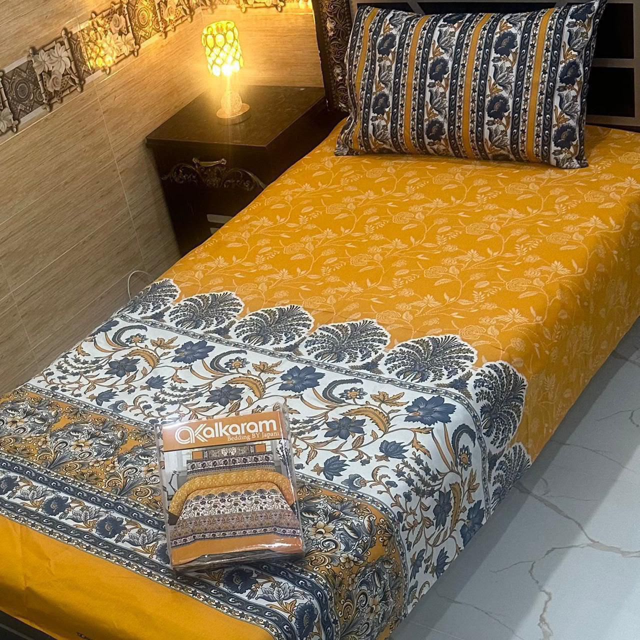 Alkaram 4pc Mix Cotton Single Bedsheet Pair - Design 25