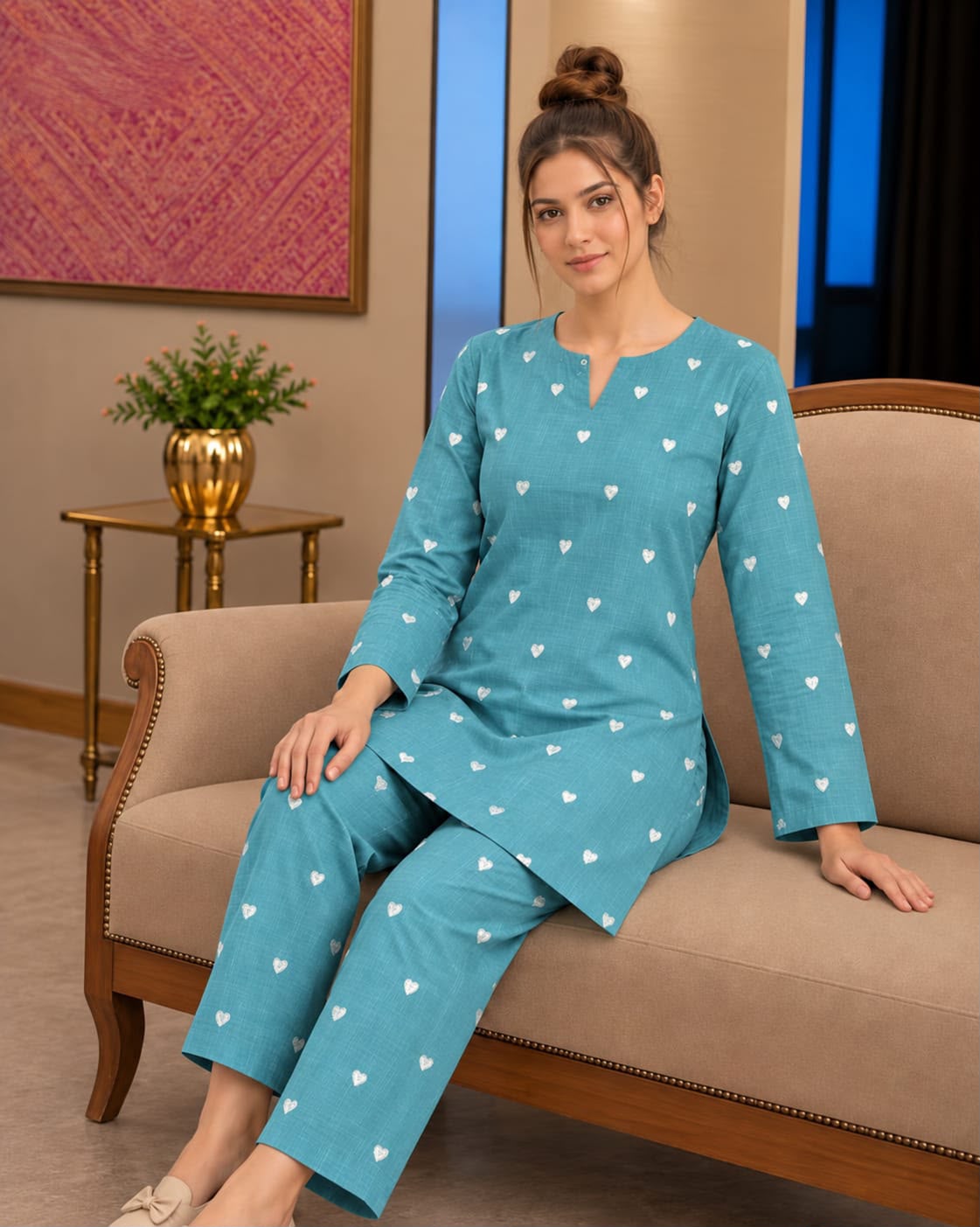 Crimson Dhanak Embroidered 3PC Suit - DESIGN 07