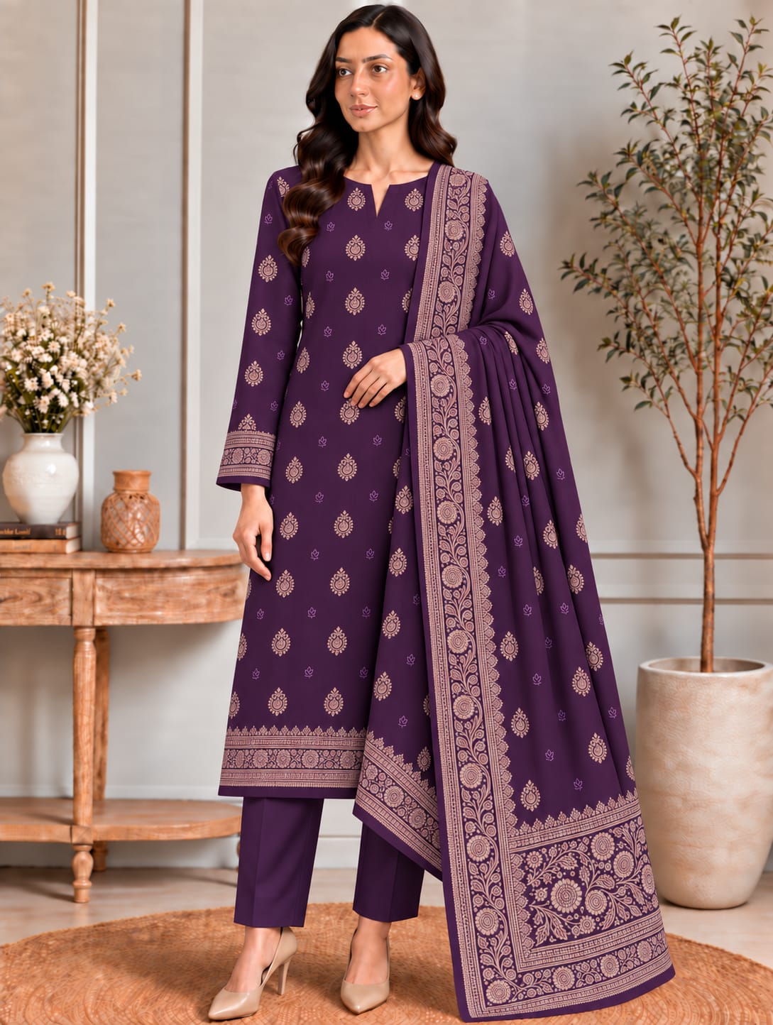 Bonanza Dhanak Printed 3PC Suit - DESIGN 07