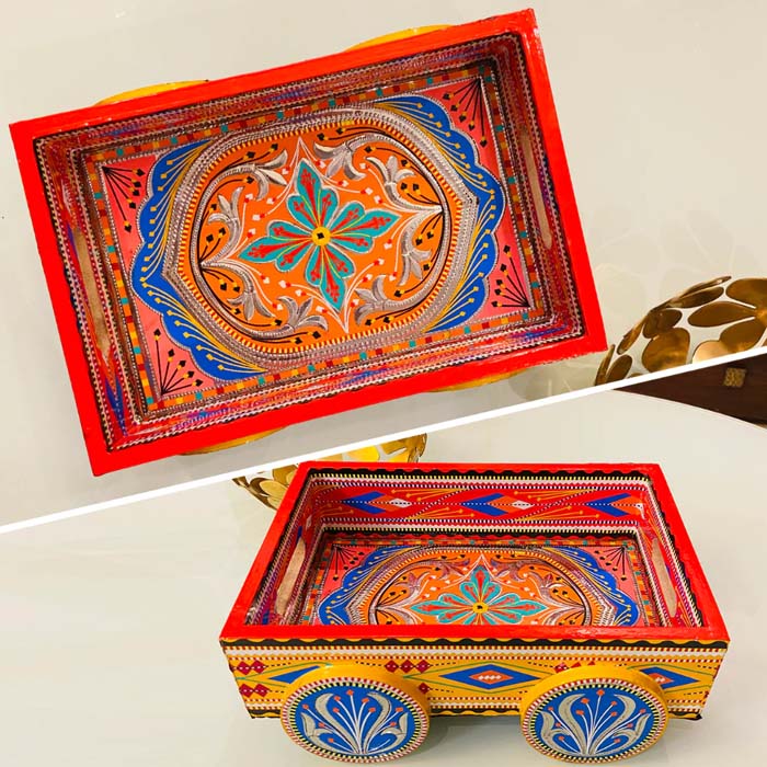 Handmade Chamakpatti Tray On Wheels