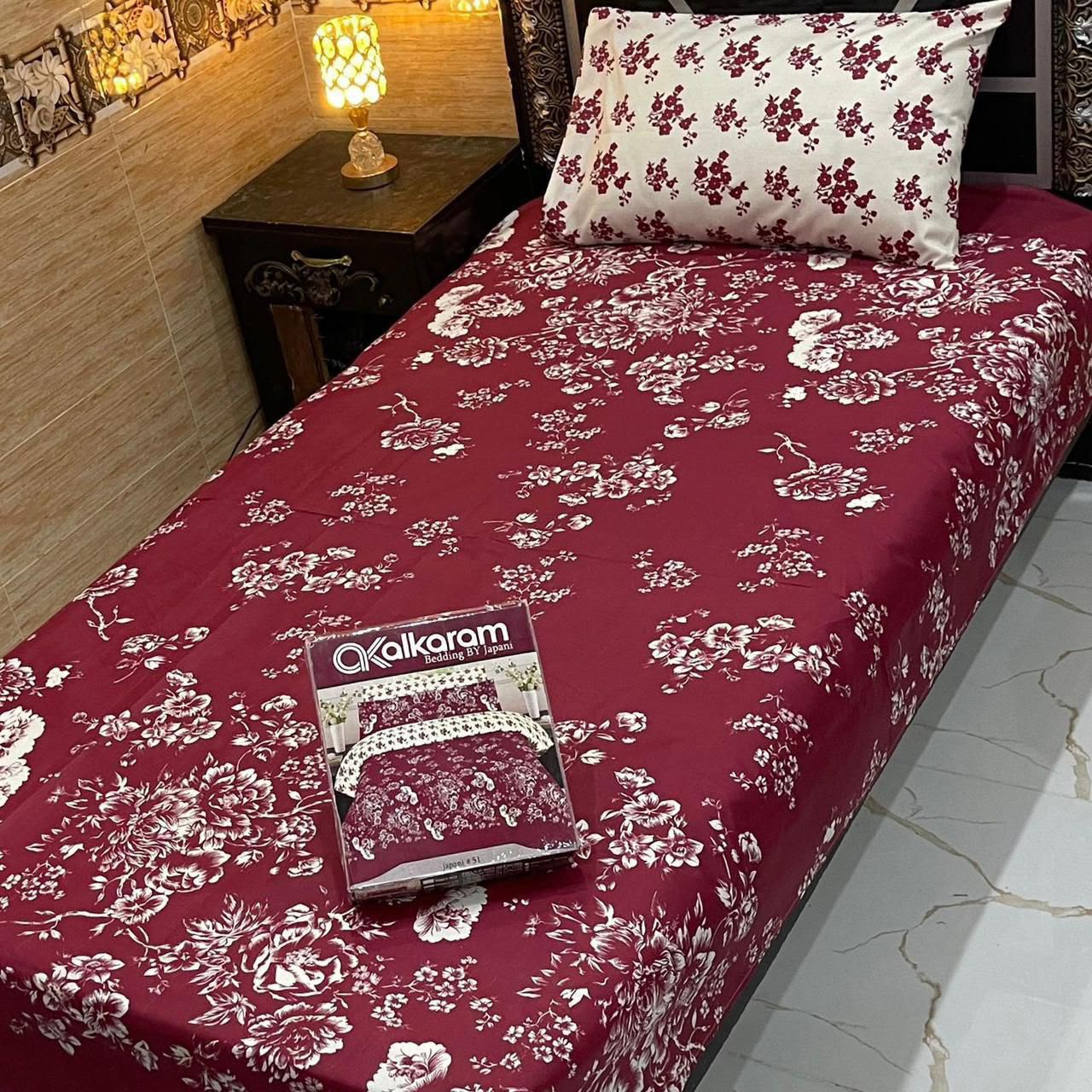 Alkaram 4pc Mix Cotton Single Bedsheet Pair - Design 33