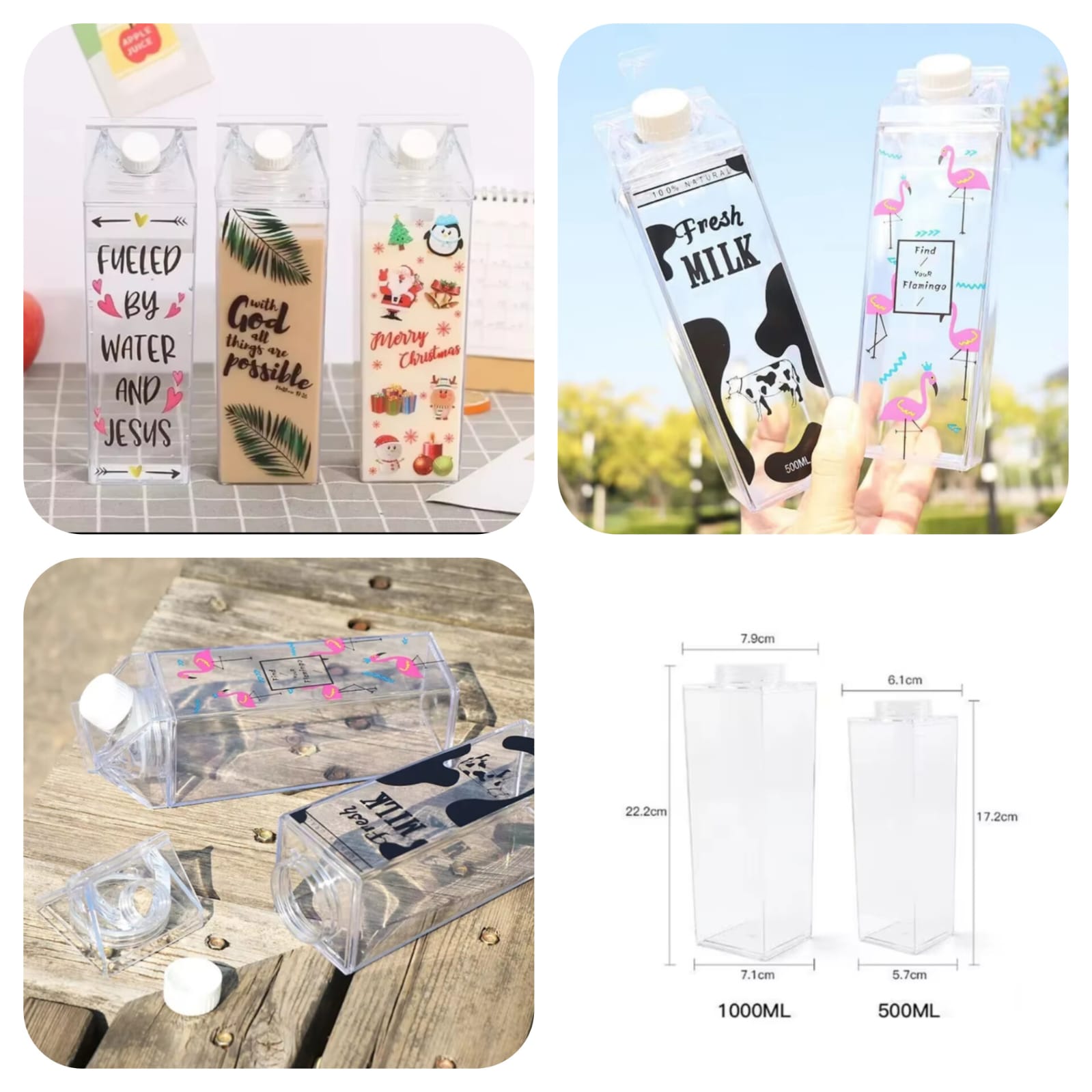 Acrylic Food Grade Milk Bottle 1000ml