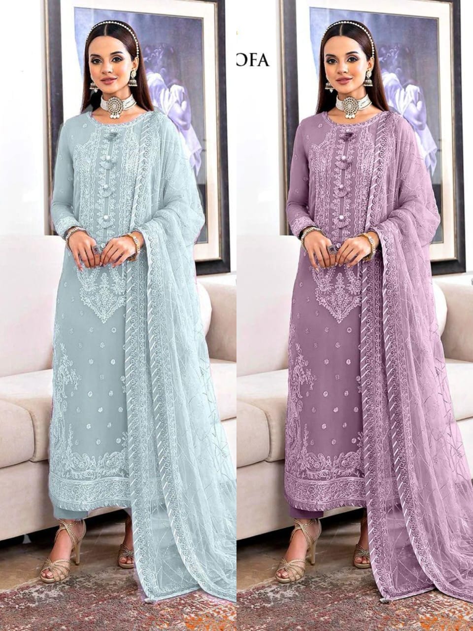 Asim Jofa Jhilmil Chiffon Embroidered Suit - DESIGN 01