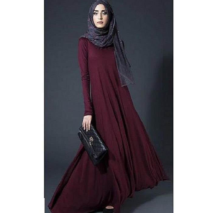 Burgundy Colour A-Line Abaya