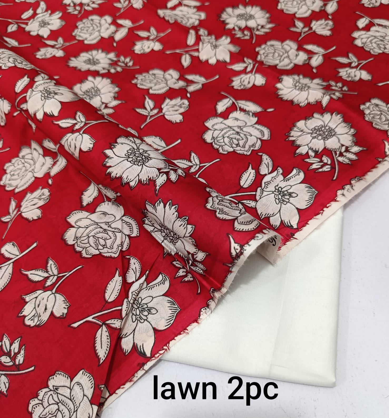 Bonanza 2pc Lawn Summer Collection - Red White Floral